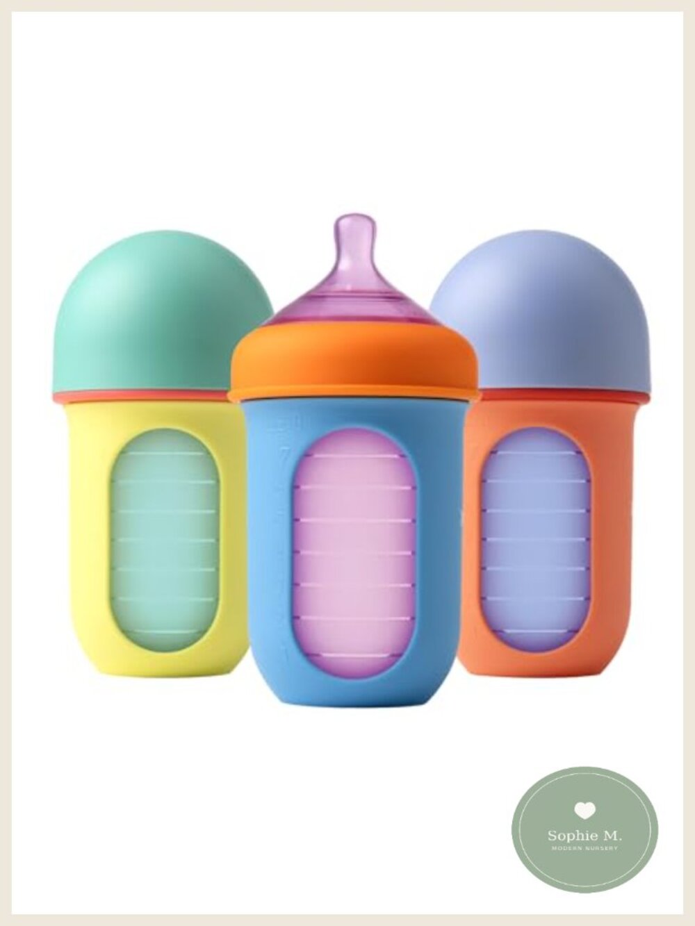 Anti-Colic Silicone Baby Bottles 8oz Triple Pack Dishwasher Safe Air-Free